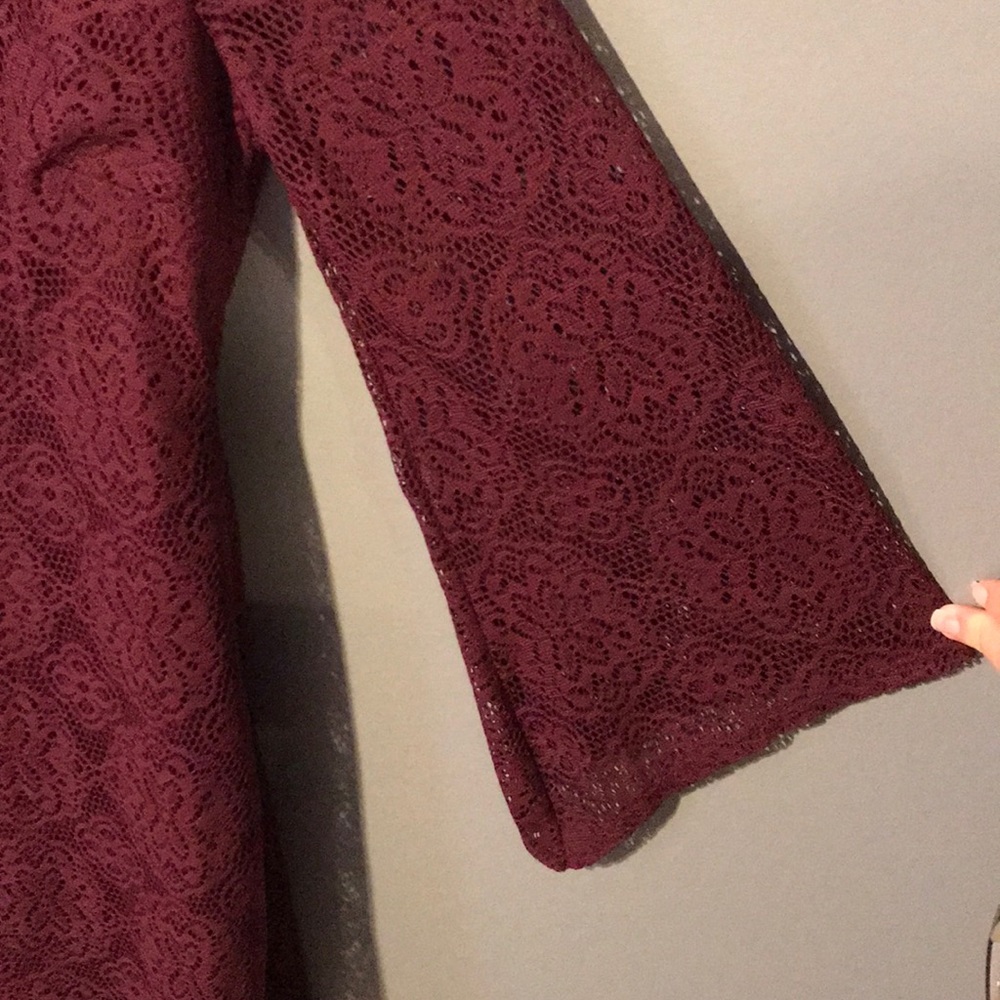 Lace Dress With Bell Sleeves - Picture 7 of 7
